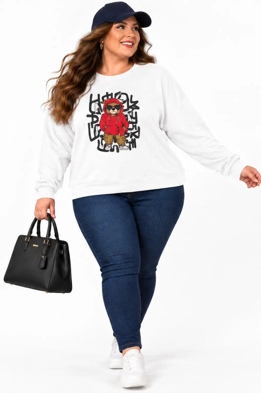 Blusão de Moletom Plus Size Branco Labellezas.com