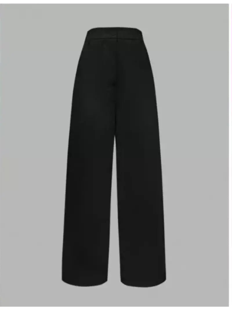 Calça feminina de linho preta Anchose Shein