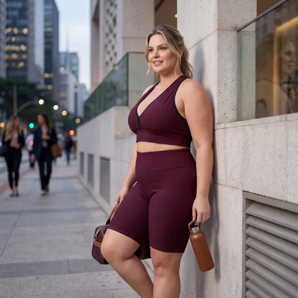 Conjunto Fitness Plus Size Zero Transparência Labellezas.com