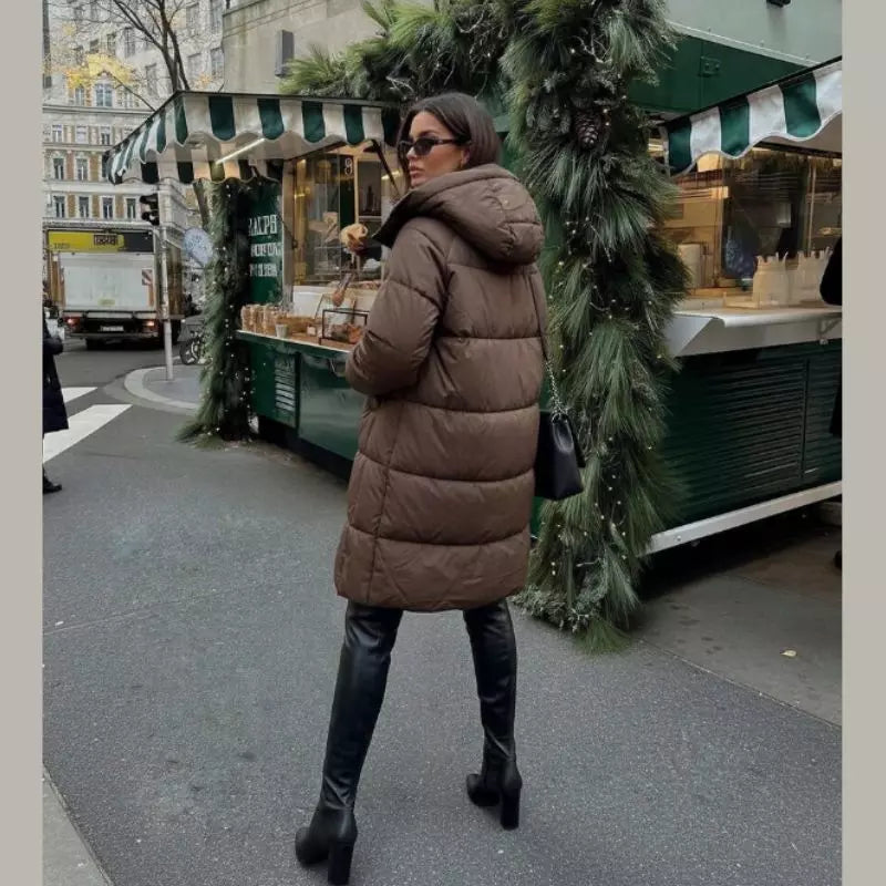 Casaco Puffer Monaco em Castanho Chocolate Shein