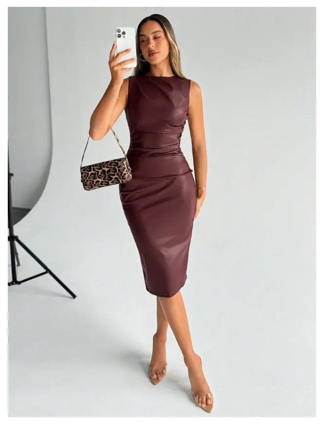 Leather Dress Ibiza Shein