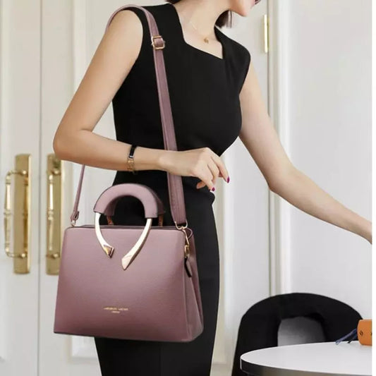 Bolsa Estruturada Roxa com Alça Metálica Dourada Aliexpress