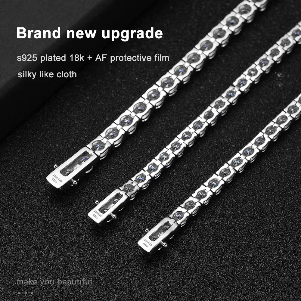 KNOBSPIN D VVS1 Moissanite Tennis Bracelet Original s925 Sterling Silver Plated 18k White Gold with GRA Bracelets for Women Man Labellezas.com