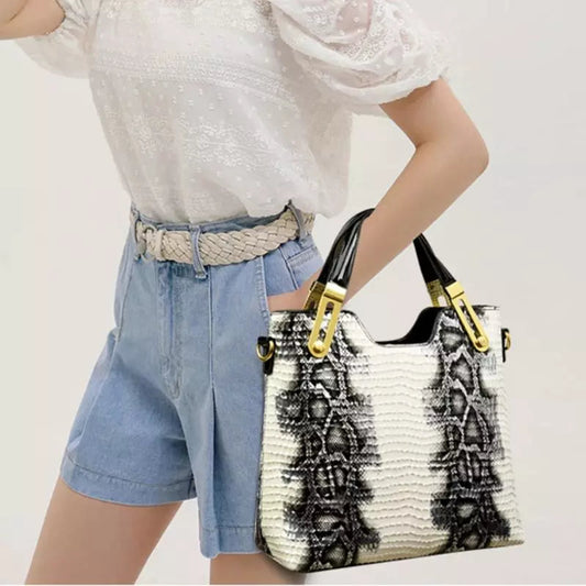 Bolsa de Ombro Vegana Estampa Branca Aliexpress
