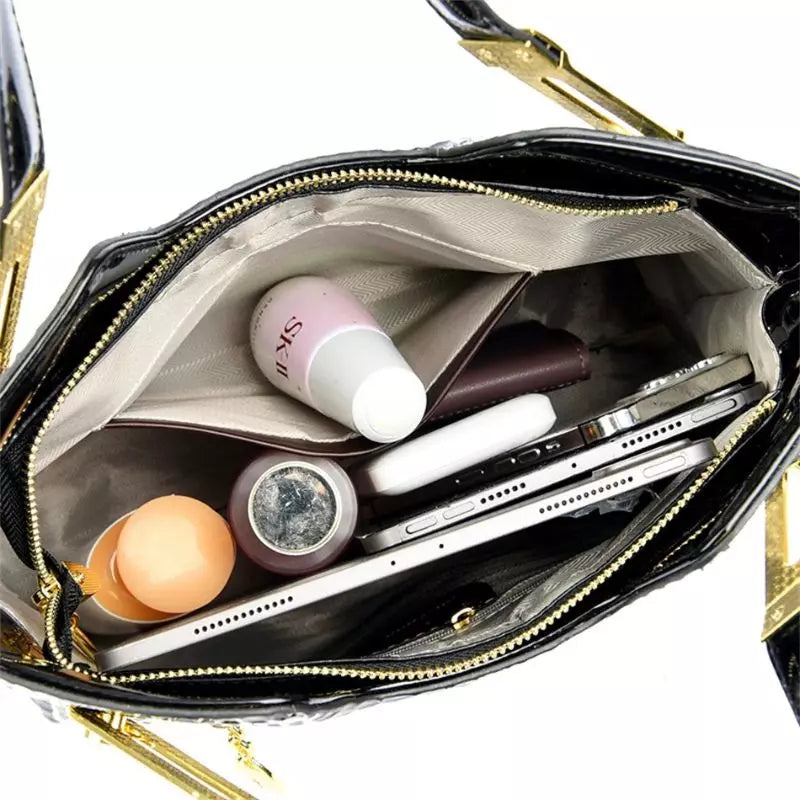 Bolsa de Ombro Vegana Estampa Preta Aliexpress