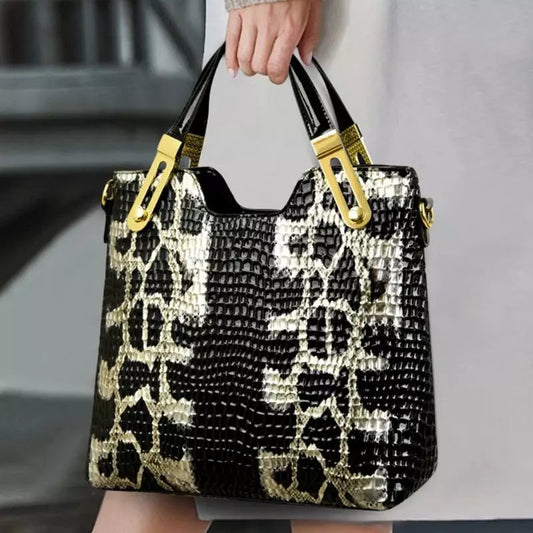 Bolsa de Ombro Vegana Estampa Preta Aliexpress