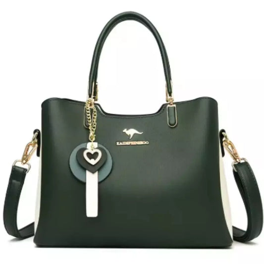 Sac bandoulière en cuir vert pour femme
