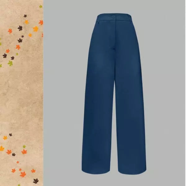 Calça Feminina de Linho Azul Anchose Shein