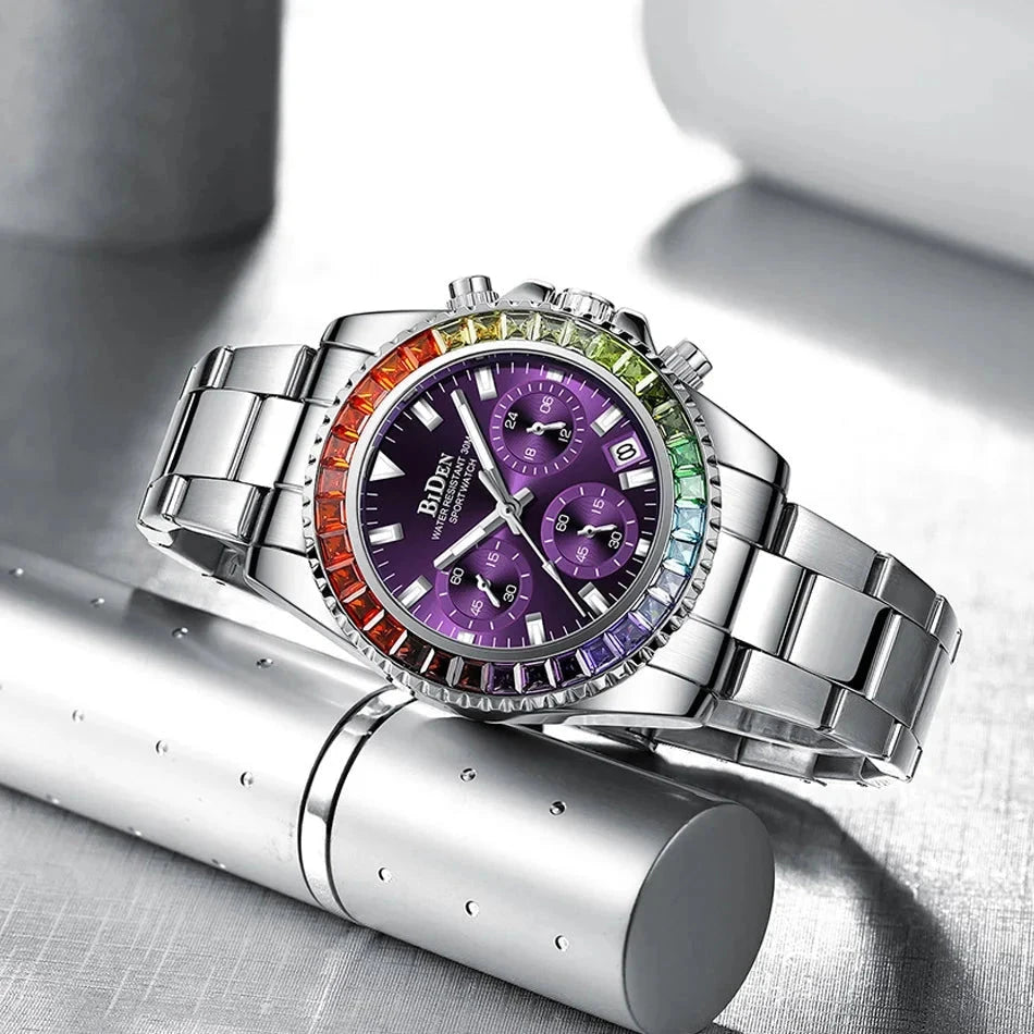 Purple Women's Watch BIDEN Relógio 01 Aliexpress