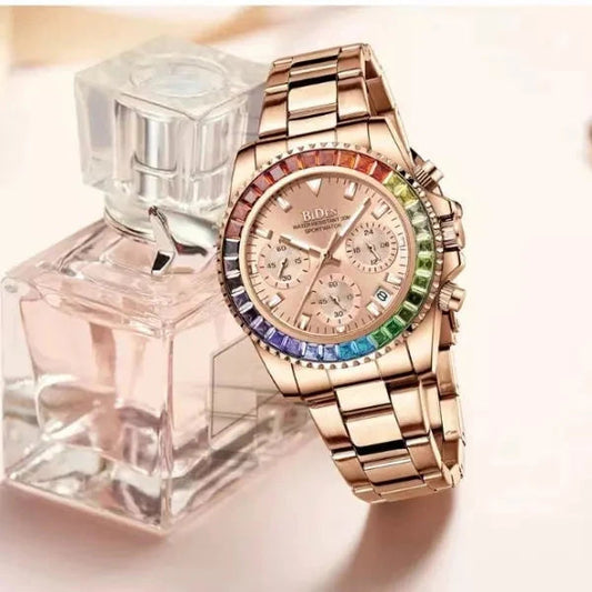 Relógio Feminino BIDEN Rosé com Aro Rainbow Aliexpress