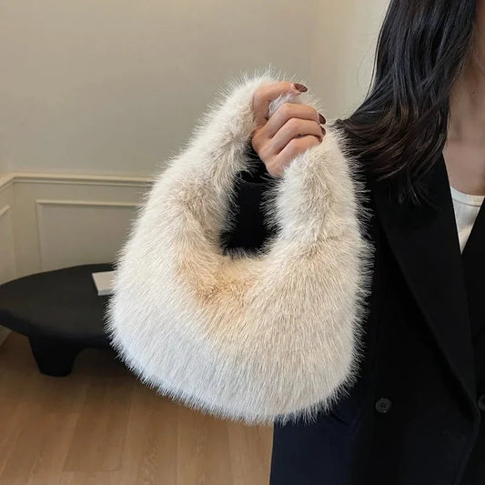 Solid Color Faux Fur Bag for Women Winter Soft Plush Handbags Ladies Small Elegant Tote Bags Fashion Trend Female Furry Purse Bolsa 08 Aliexpress