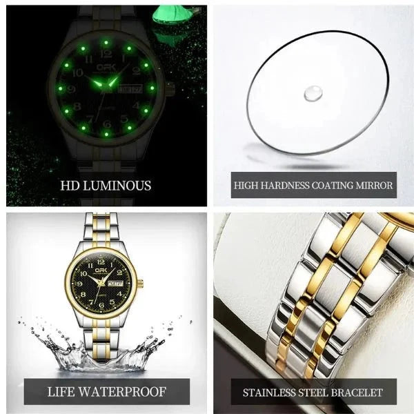 Relógio de Luxo LIGE Fundo Preto com Detalhes Dourados Aliexpress
