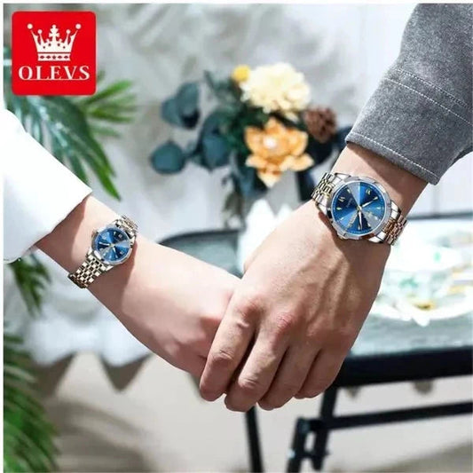 Relógio de Luxo OLEVS Fundo Azul Aliexpress
