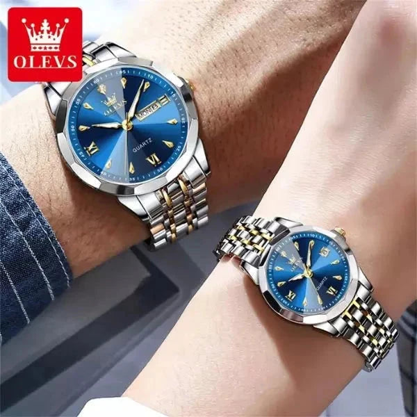 Relógio de Luxo OLEVS Fundo Azul Aliexpress
