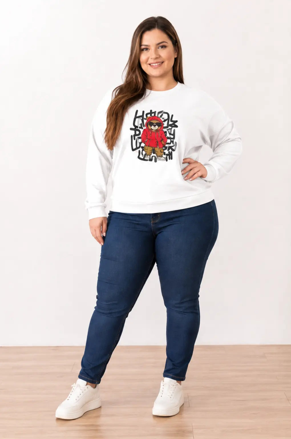 Blusão de Moletom Plus Size Branco Labellezas.com