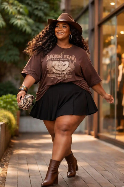 Camisão Marron  Over Plus Size 100% Algodão Labellezas.com