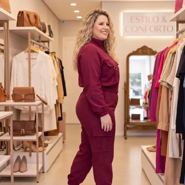 Conjunto Alfaiataria Utilitário Magnífica Bordô Shein
