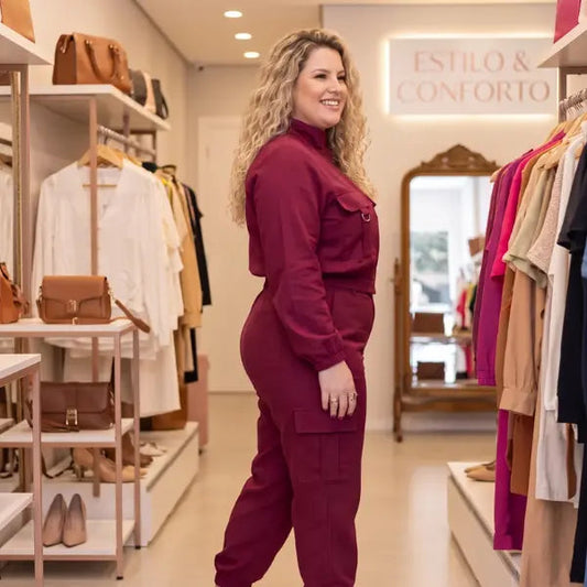 Conjunto Alfaiataria Utilitário Magnífica Bordô Shein