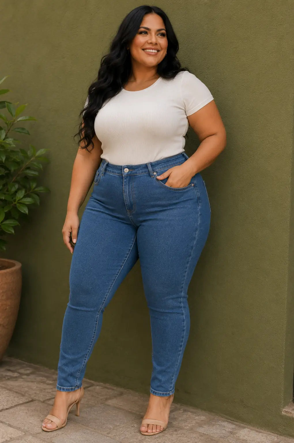 Calça Jeans Plus Size feminina com Modelagem Levanta Bumbum