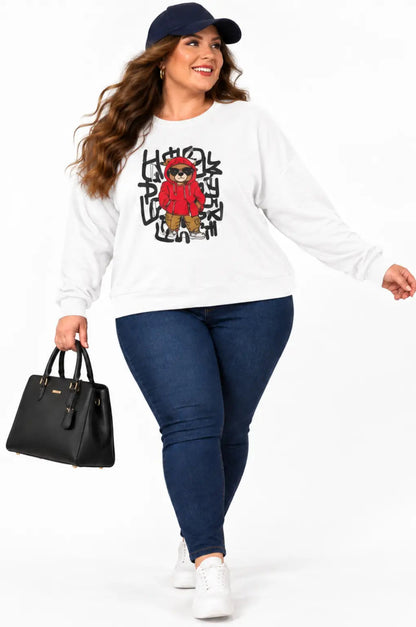 Blusão de Moletom Plus Size Branco Labellezas.com