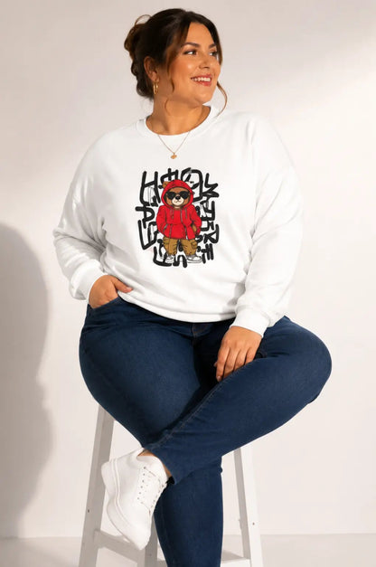 Blusão de Moletom Plus Size Branco Labellezas.com
