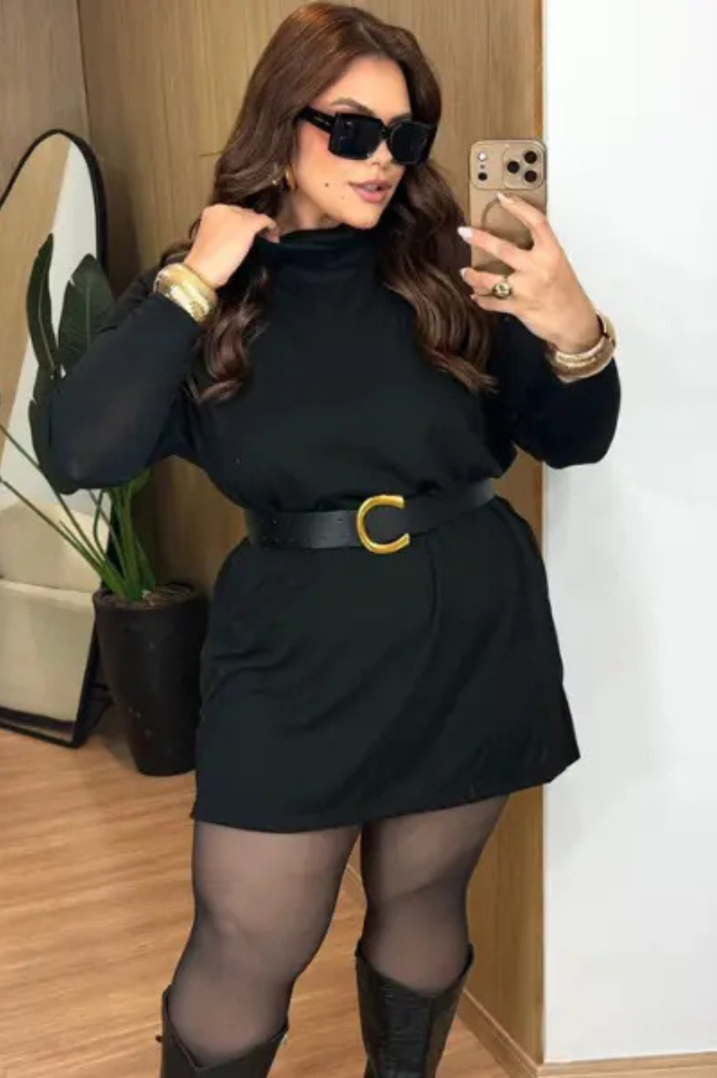 Vestido Poncho de Lã Plus Size Milão Preto Labellezas.com