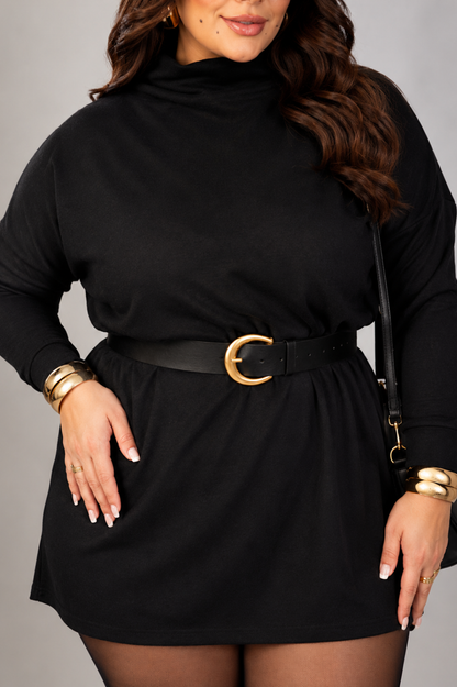 Vestido Poncho de Lã Plus Size Milão Preto Labellezas.com