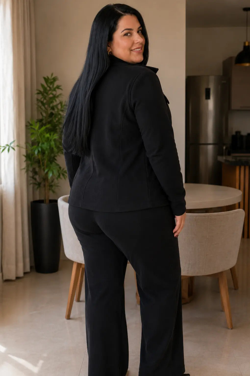 Jaqueta Lã Batida Plus Size Feminina com Botões Dourados