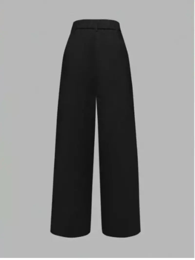 Calça feminina de linho preta Anchose Shein