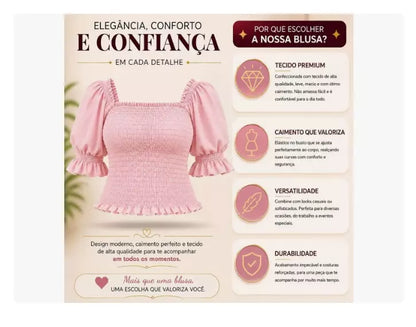 Blusa Cropped Plus Size Feminina Rosa com Manga