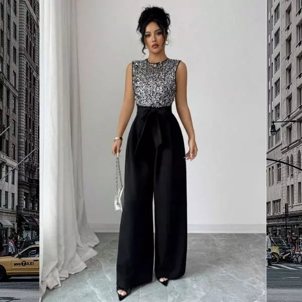 Jumpsuit Sequin Black Shein
