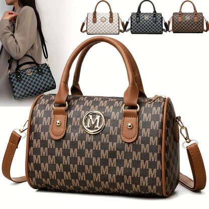 Women Alphabet Shoulder Bag with Golden "M" Logo, Synthetic Faux Leather Small Crossbody Bag for Work, Travel, Parties, and Gift