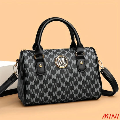 Women Alphabet Shoulder Bag with Golden "M" Logo, Synthetic Faux Leather Small Crossbody Bag for Work, Travel, Parties, and Gift