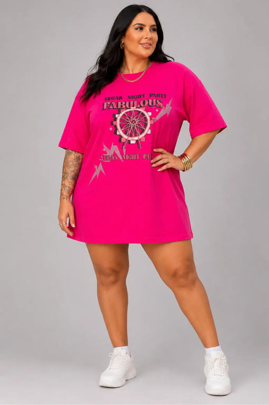 Camisão Pink Fabulous  Plus Size 100% Algodão (Cópia) Labellezas.com