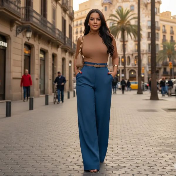 Pant Women Linen Blue Anchose Shein