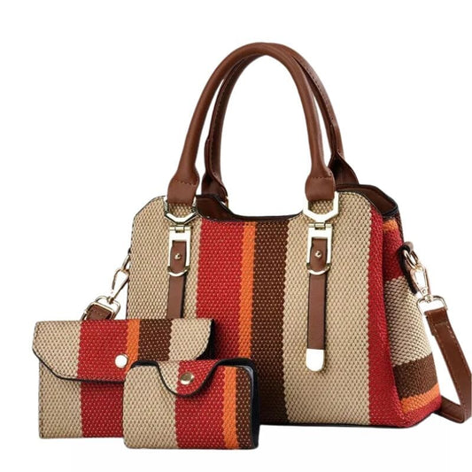 Urban Stripe Shoulder Bag for Women Bolsa 05 Aliexpress Khaki With Red 27x12x20cm 