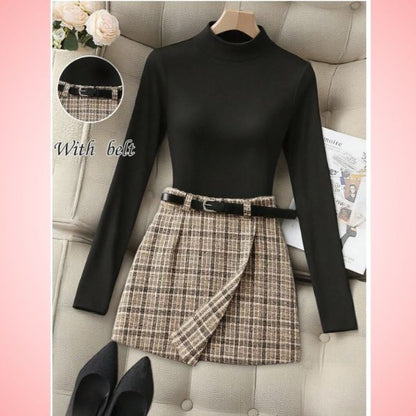 Women Long-sleeved Set With Skirt Shein